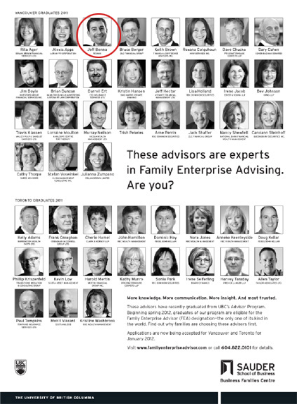 UBC Sauder School of Business - Family Enterprise Advising Graduates